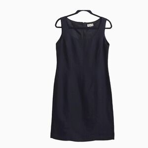 TAHARI ASL Classic Navy Blue Linen Blend Sleeveless Fully Lined Dress